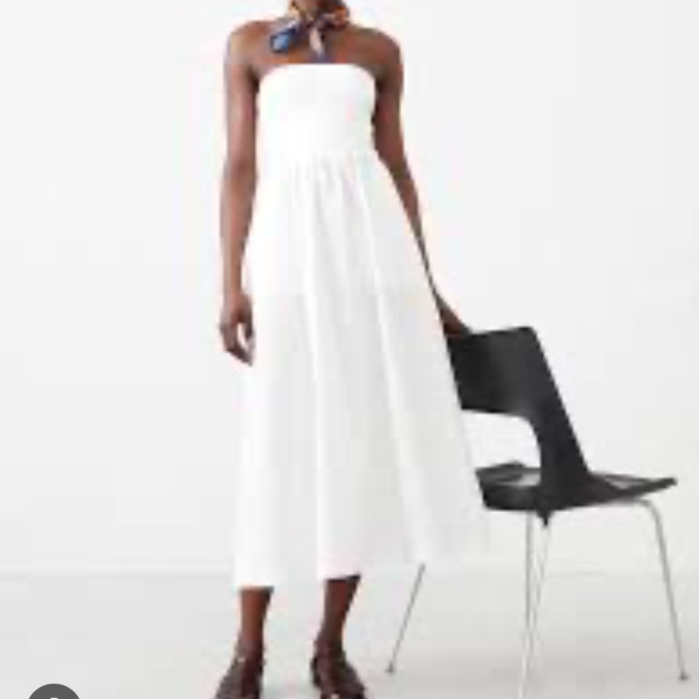 Banana Republic Factory Elegant Mixed Media Midi Dress White